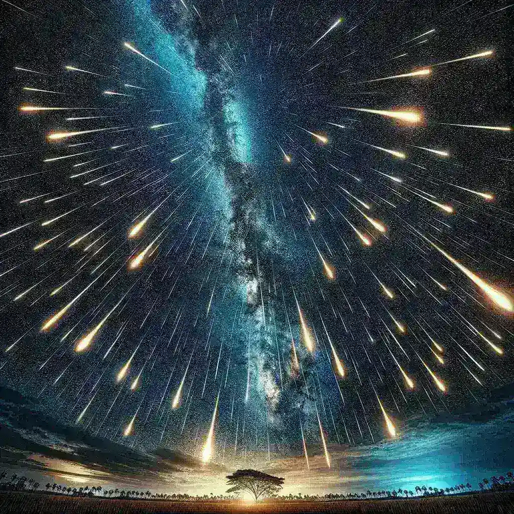 "Fenomena Hujan Meteor Perseid di Langit Indonesia Agustus 2025: Pemandangan spektakuler dengan ribuan bintang jatuh menghiasi malam, menciptakan pengalaman astronomi yang memukau."